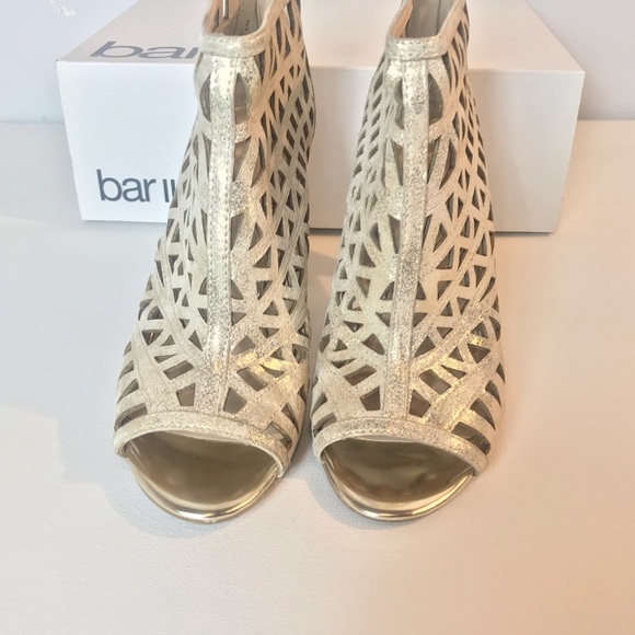 BAR III Abril Leather Open Toe Heels Gold - Picture 2 of 8